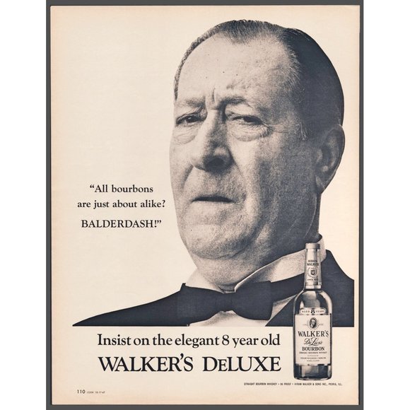 Walker's Deluxe Art 968 Walkers Deluxe Bourbon Whiskey Vintage